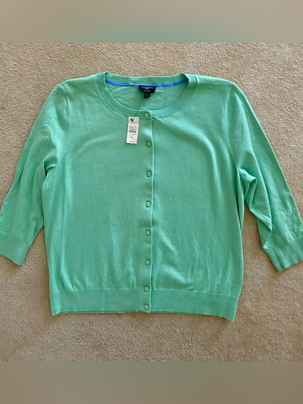 Talbots Mint Green Button-Front Cardigan Sweater